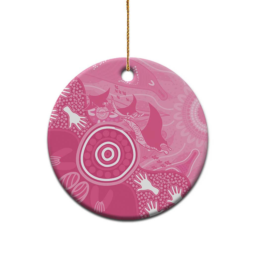 Australia Breast Cancer Awareness Ceramic Ornament Pink Ribbon Manta Ray Aboriginal Art - Aussie Hoodie