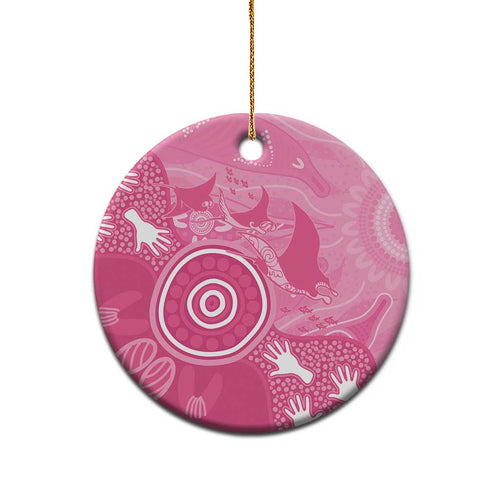 Australia Breast Cancer Awareness Ceramic Ornament Pink Ribbon Manta Ray Aboriginal Art - Aussie Hoodie