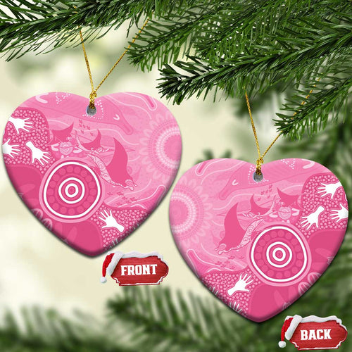 Australia Breast Cancer Awareness Ceramic Ornament Pink Ribbon Manta Ray Aboriginal Art - Aussie Hoodie