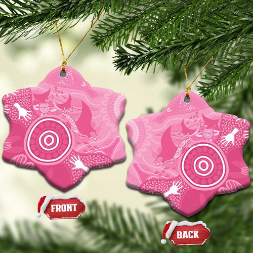 Australia Breast Cancer Awareness Ceramic Ornament Pink Ribbon Manta Ray Aboriginal Art - Aussie Hoodie