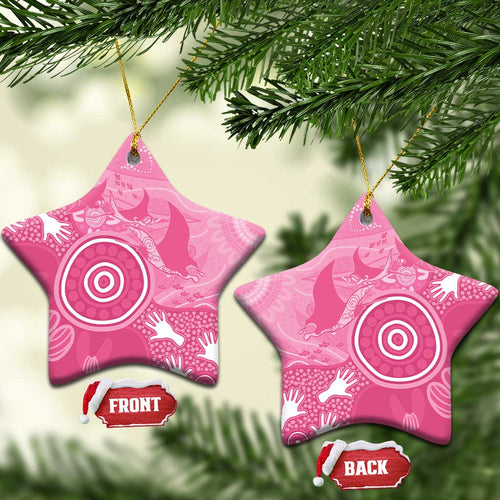 Australia Breast Cancer Awareness Ceramic Ornament Pink Ribbon Manta Ray Aboriginal Art - Aussie Hoodie