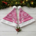Australia Breast Cancer Awareness Christmas Santa Hat Pink Ribbon Manta Ray Aboriginal Art - Aussie Hoodie