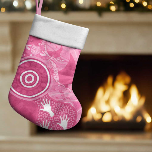 Australia Breast Cancer Awareness Christmas Stocking Pink Ribbon Manta Ray Aboriginal Art - Aussie Hoodie
