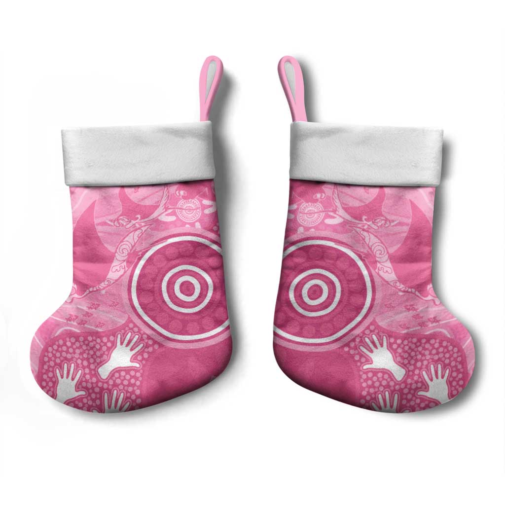 Australia Breast Cancer Awareness Christmas Stocking Pink Ribbon Manta Ray Aboriginal Art - Aussie Hoodie