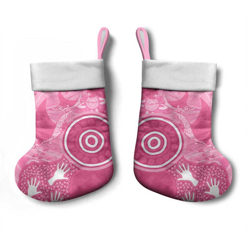 Australia Breast Cancer Awareness Christmas Stocking Pink Ribbon Manta Ray Aboriginal Art - Aussie Hoodie