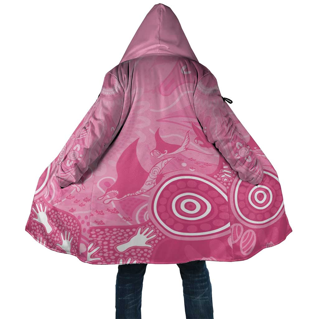 Australia Breast Cancer Awareness Cloak Pink Ribbon Manta Ray Aboriginal Art - Aussie Hoodie