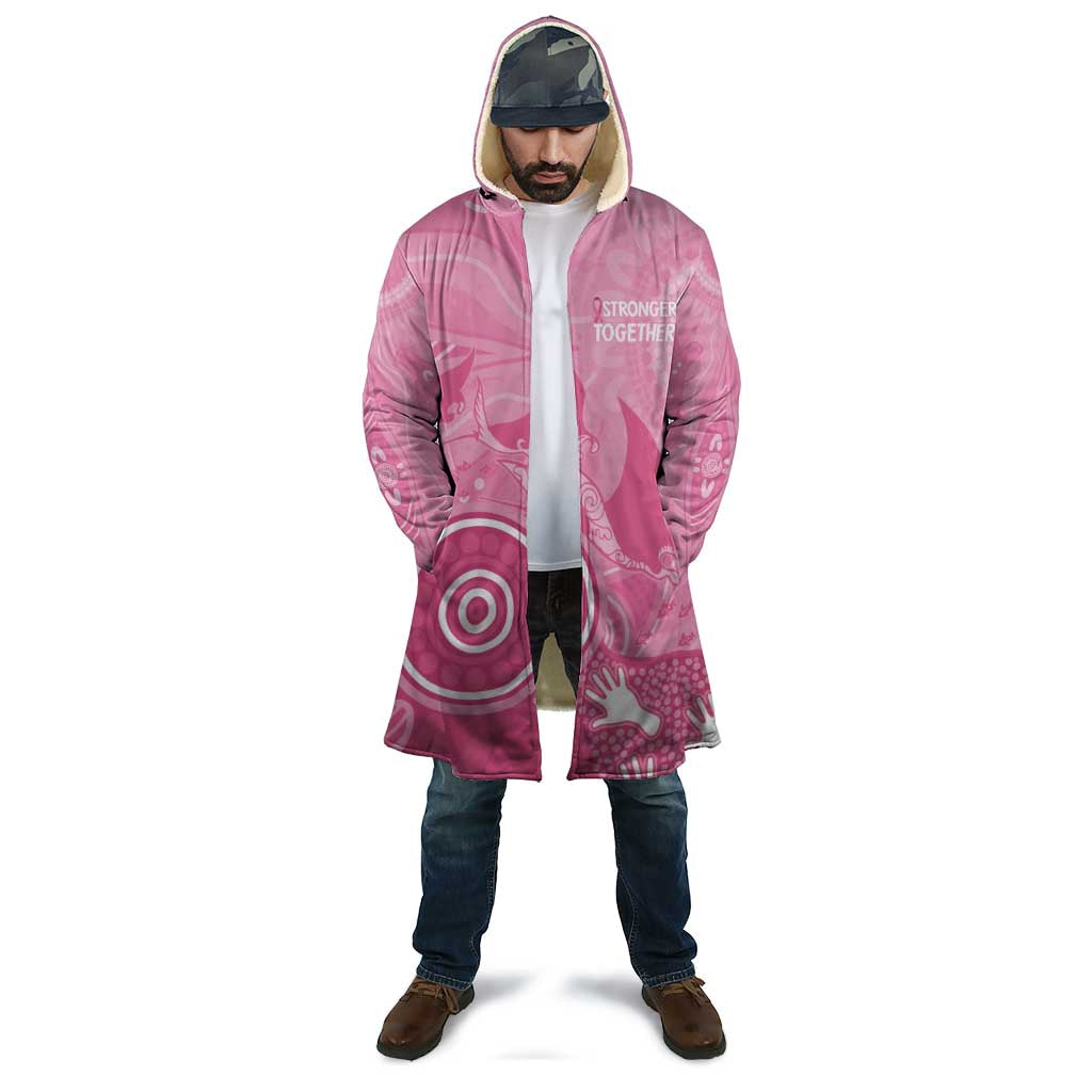 Australia Breast Cancer Awareness Cloak Pink Ribbon Manta Ray Aboriginal Art - Aussie Hoodie