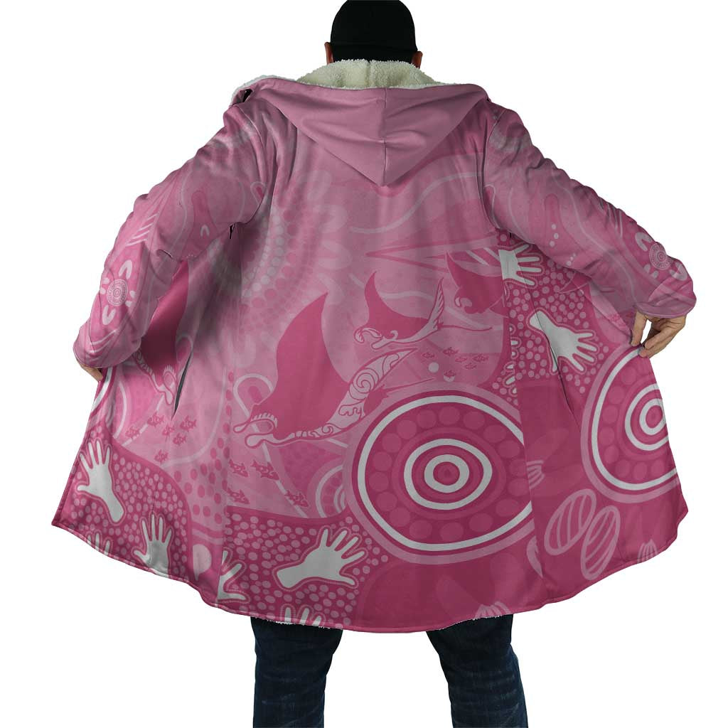Australia Breast Cancer Awareness Cloak Pink Ribbon Manta Ray Aboriginal Art - Aussie Hoodie