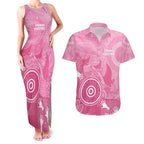 Australia Breast Cancer Awareness Couples Matching Tank Maxi Dress and Hawaiian Shirt Pink Ribbon Manta Ray Aboriginal Art - Aussie Hoodie