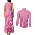 Australia Breast Cancer Awareness Couples Matching Tank Maxi Dress and Long Sleeve Button Shirt Pink Ribbon Manta Ray Aboriginal Art - Aussie Hoodie