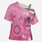 Australia Breast Cancer Awareness Cross Shoulder Shirt Pink Ribbon Manta Ray Aboriginal Art - Aussie Hoodie