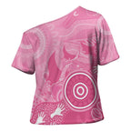 Australia Breast Cancer Awareness Cross Shoulder Shirt Pink Ribbon Manta Ray Aboriginal Art - Aussie Hoodie