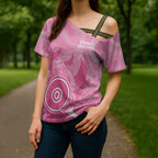 Australia Breast Cancer Awareness Cross Shoulder Shirt Pink Ribbon Manta Ray Aboriginal Art - Aussie Hoodie