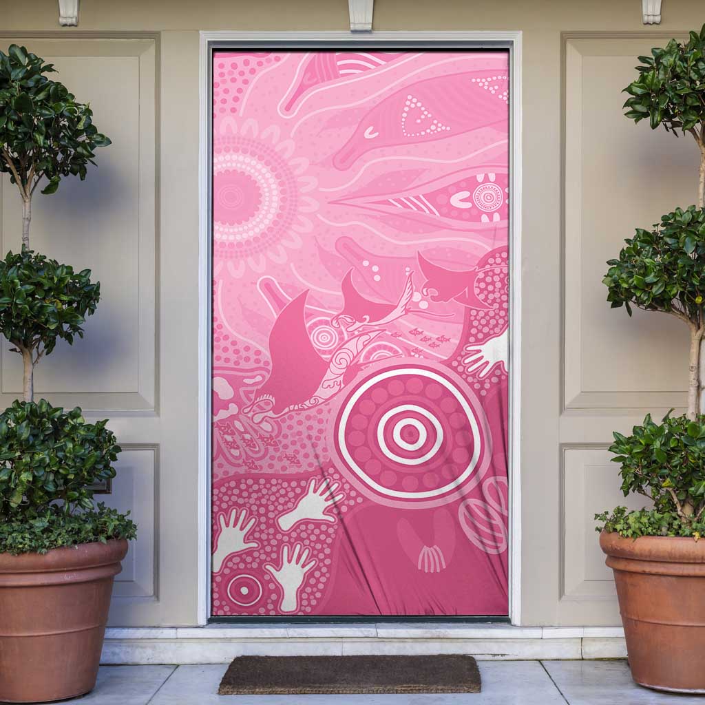 Australia Breast Cancer Awareness Door Cover Pink Ribbon Manta Ray Aboriginal Art - Aussie Hoodie