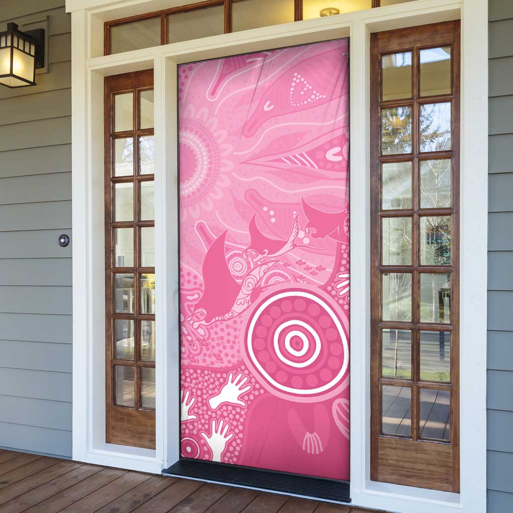 Australia Breast Cancer Awareness Door Cover Pink Ribbon Manta Ray Aboriginal Art - Aussie Hoodie