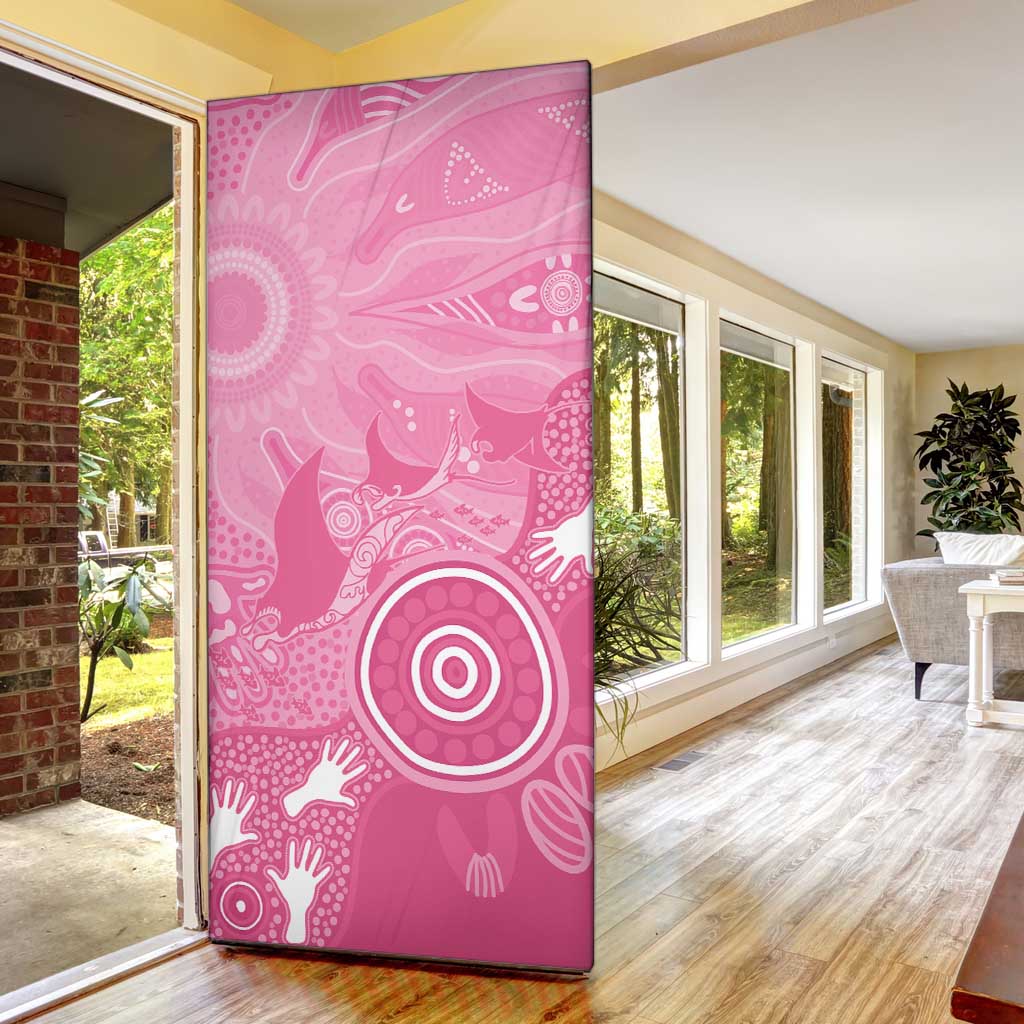 Australia Breast Cancer Awareness Door Cover Pink Ribbon Manta Ray Aboriginal Art - Aussie Hoodie