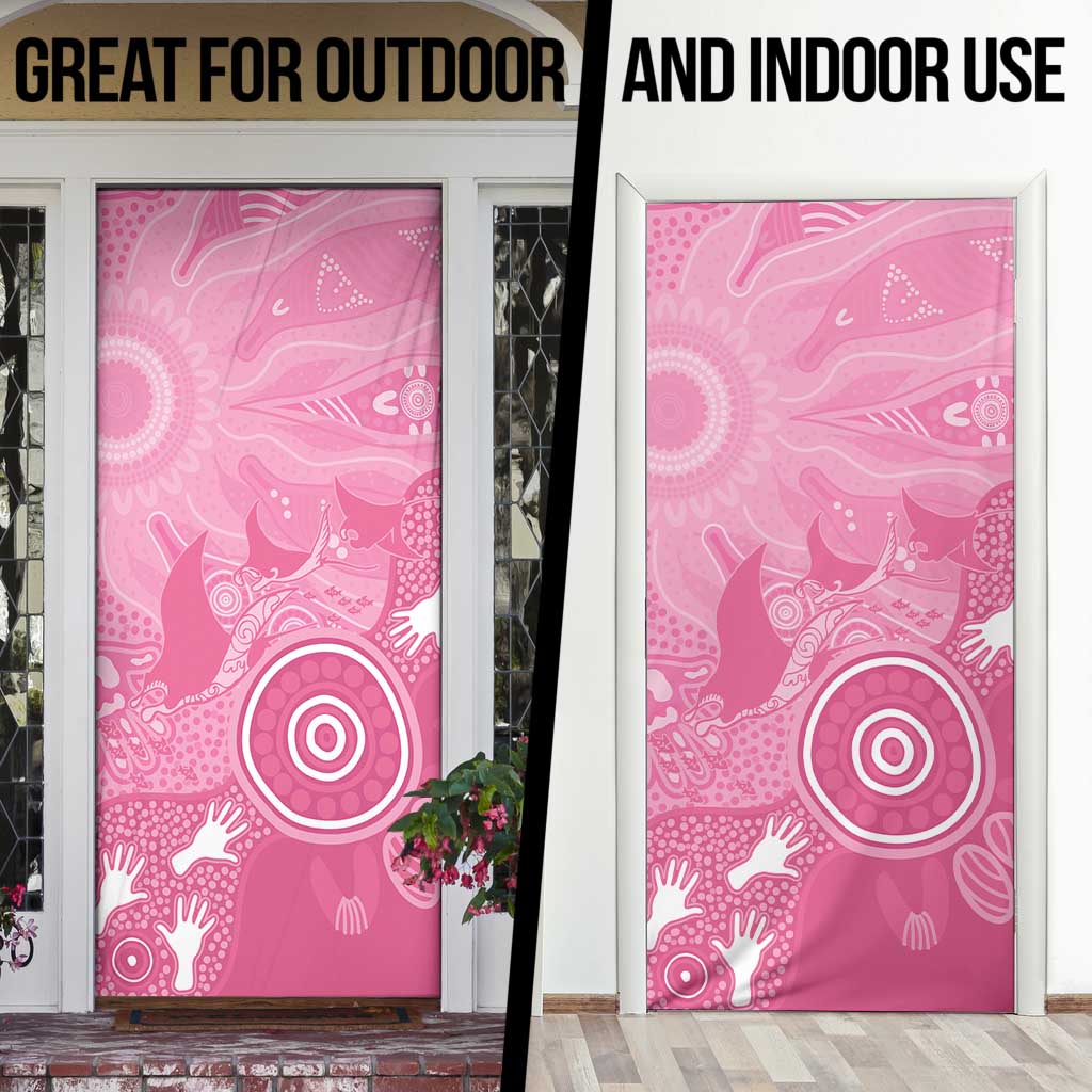 Australia Breast Cancer Awareness Door Cover Pink Ribbon Manta Ray Aboriginal Art - Aussie Hoodie