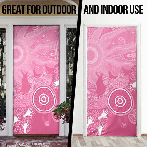 Australia Breast Cancer Awareness Door Cover Pink Ribbon Manta Ray Aboriginal Art - Aussie Hoodie