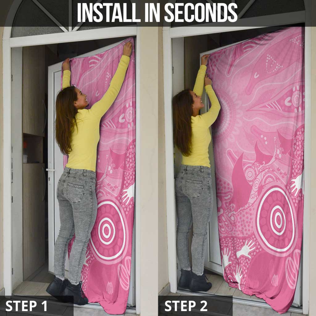 Australia Breast Cancer Awareness Door Cover Pink Ribbon Manta Ray Aboriginal Art - Aussie Hoodie