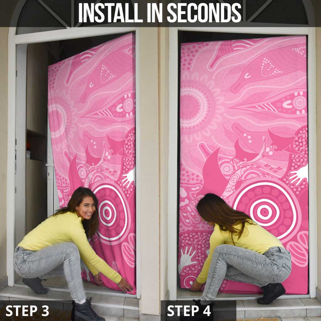 Australia Breast Cancer Awareness Door Cover Pink Ribbon Manta Ray Aboriginal Art - Aussie Hoodie