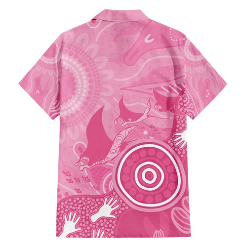 Australia Breast Cancer Awareness Family Matching Long Sleeve Bodycon Dress and Hawaiian Shirt Pink Ribbon Manta Ray Aboriginal Art - Aussie Hoodie