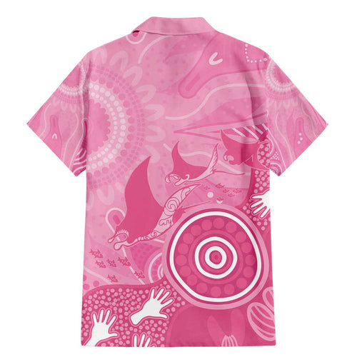 Australia Breast Cancer Awareness Family Matching Mermaid Dress and Hawaiian Shirt Pink Ribbon Manta Ray Aboriginal Art - Aussie Hoodie