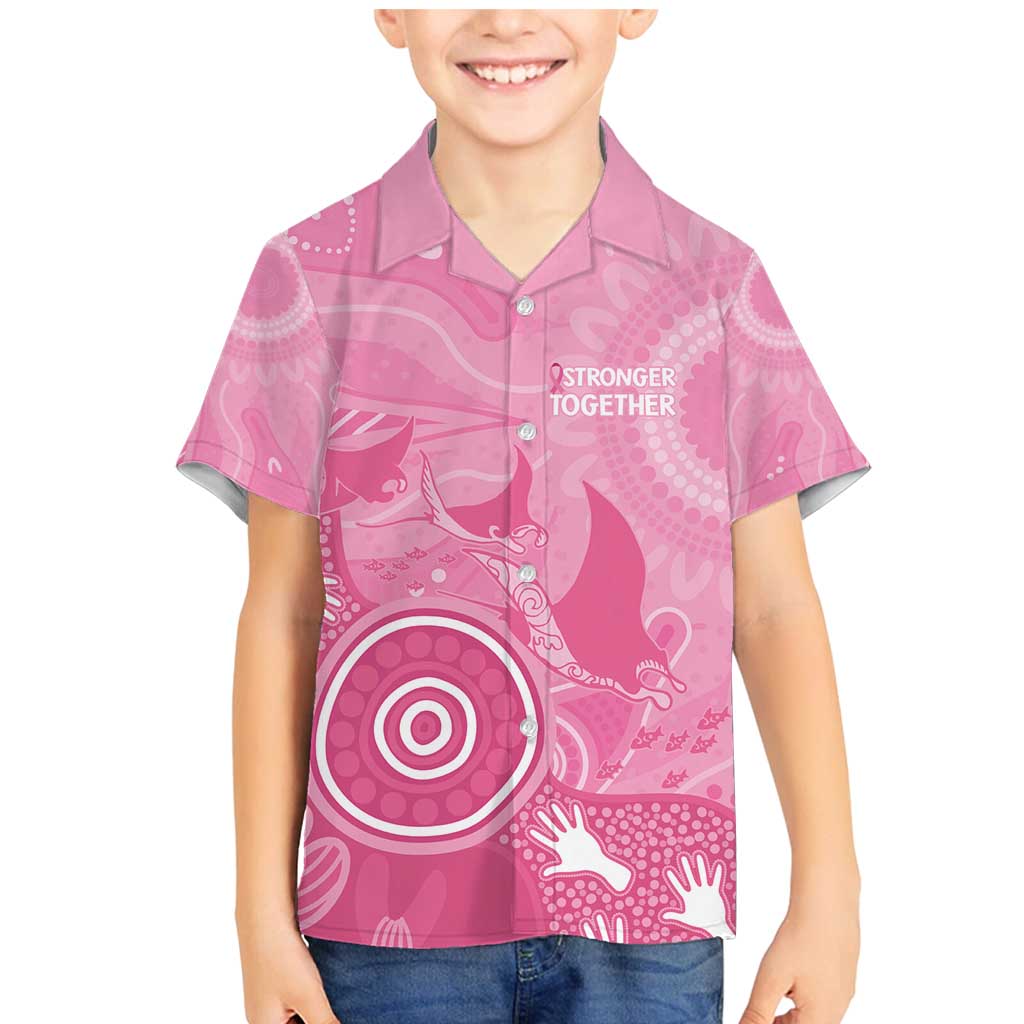 Australia Breast Cancer Awareness Family Matching Mermaid Dress and Hawaiian Shirt Pink Ribbon Manta Ray Aboriginal Art - Aussie Hoodie