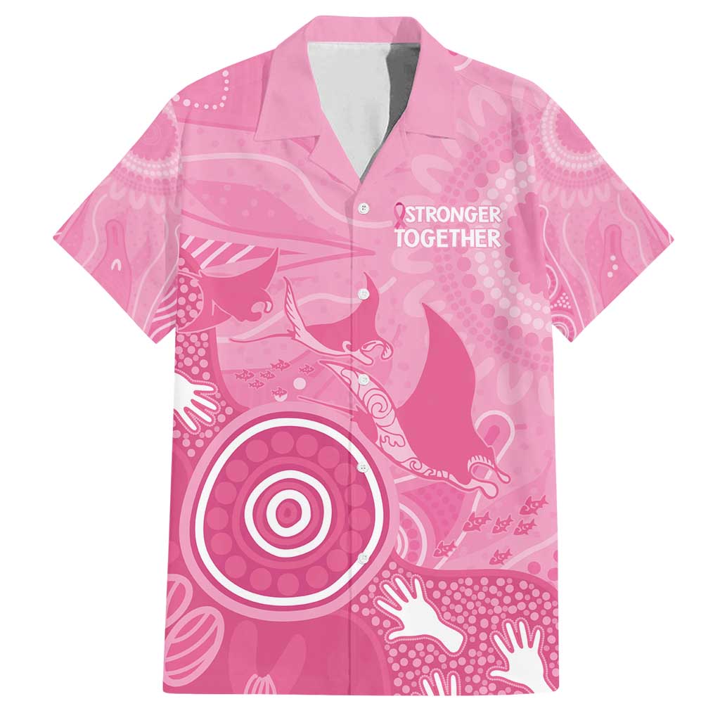Australia Breast Cancer Awareness Family Matching Off Shoulder Maxi Dress and Hawaiian Shirt Pink Ribbon Manta Ray Aboriginal Art - Aussie Hoodie