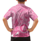Australia Breast Cancer Awareness Family Matching Off Shoulder Short Dress and Hawaiian Shirt Pink Ribbon Manta Ray Aboriginal Art - Aussie Hoodie