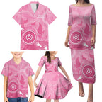 Australia Breast Cancer Awareness Family Matching Puletasi and Hawaiian Shirt Pink Ribbon Manta Ray Aboriginal Art - Aussie Hoodie
