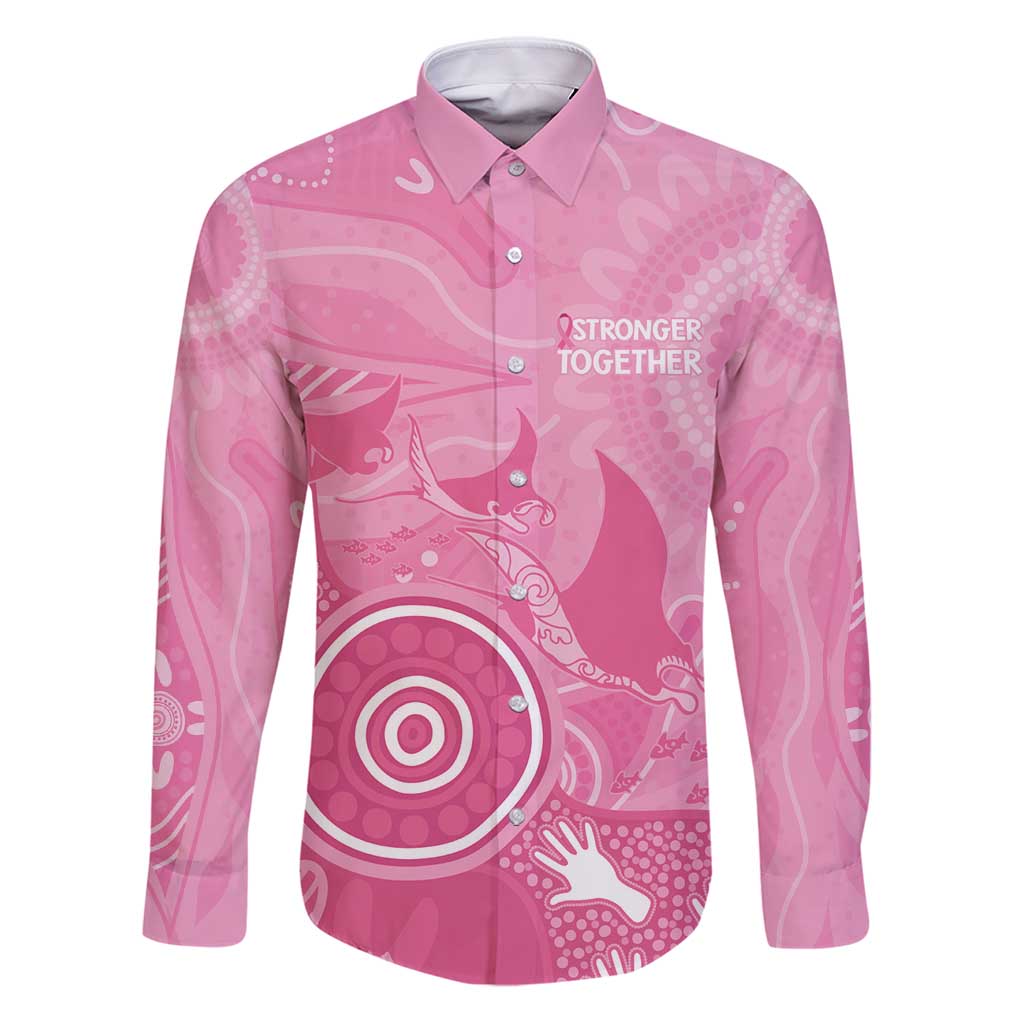 Australia Breast Cancer Awareness Family Matching Puletasi and Hawaiian Shirt Pink Ribbon Manta Ray Aboriginal Art - Aussie Hoodie