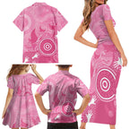 Australia Breast Cancer Awareness Family Matching Short Sleeve Bodycon Dress and Hawaiian Shirt Pink Ribbon Manta Ray Aboriginal Art - Aussie Hoodie