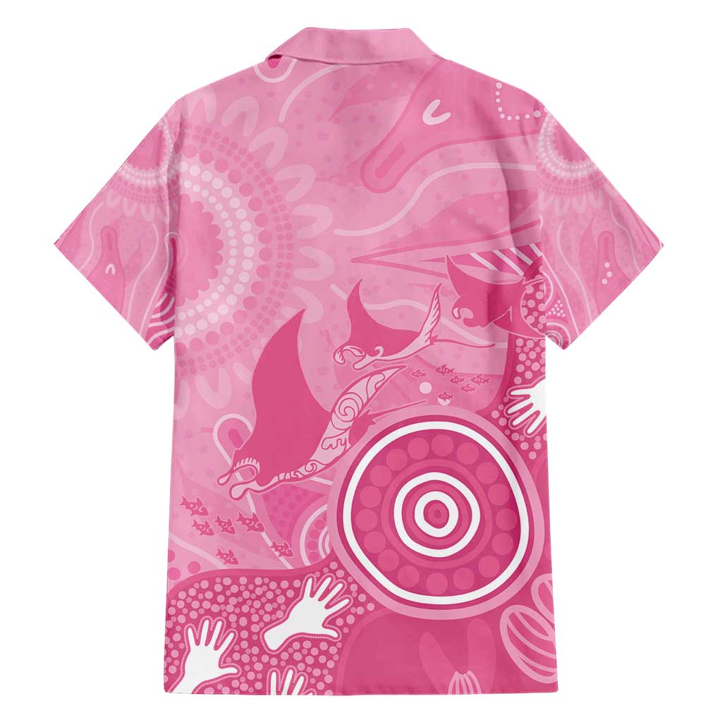 Australia Breast Cancer Awareness Family Matching Short Sleeve Bodycon Dress and Hawaiian Shirt Pink Ribbon Manta Ray Aboriginal Art - Aussie Hoodie