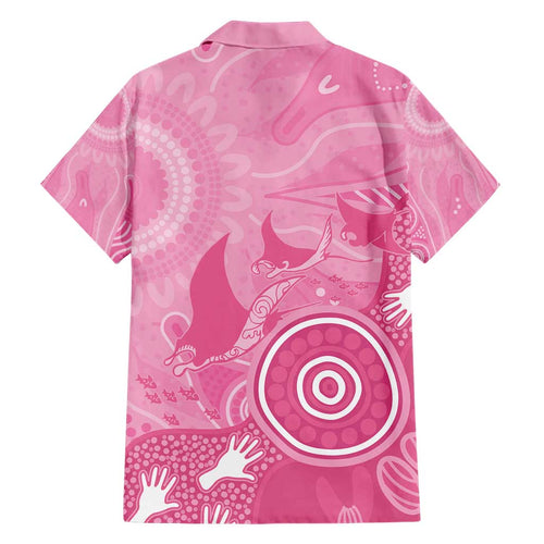 Australia Breast Cancer Awareness Family Matching Short Sleeve Bodycon Dress and Hawaiian Shirt Pink Ribbon Manta Ray Aboriginal Art - Aussie Hoodie