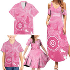 Australia Breast Cancer Awareness Family Matching Summer Maxi Dress and Hawaiian Shirt Pink Ribbon Manta Ray Aboriginal Art - Aussie Hoodie