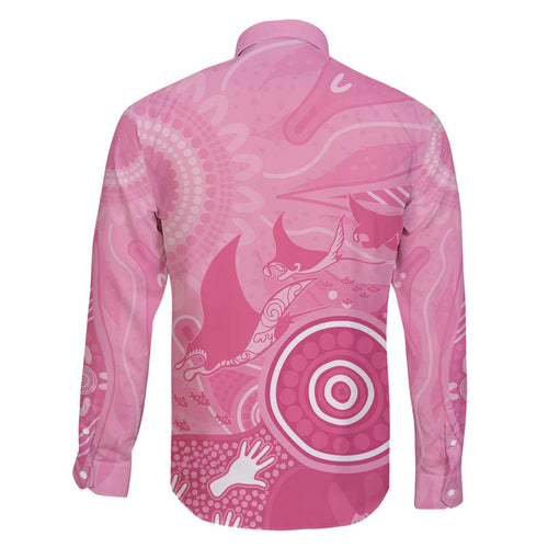 Australia Breast Cancer Awareness Family Matching Summer Maxi Dress and Hawaiian Shirt Pink Ribbon Manta Ray Aboriginal Art - Aussie Hoodie