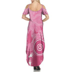 Australia Breast Cancer Awareness Family Matching Summer Maxi Dress and Hawaiian Shirt Pink Ribbon Manta Ray Aboriginal Art - Aussie Hoodie