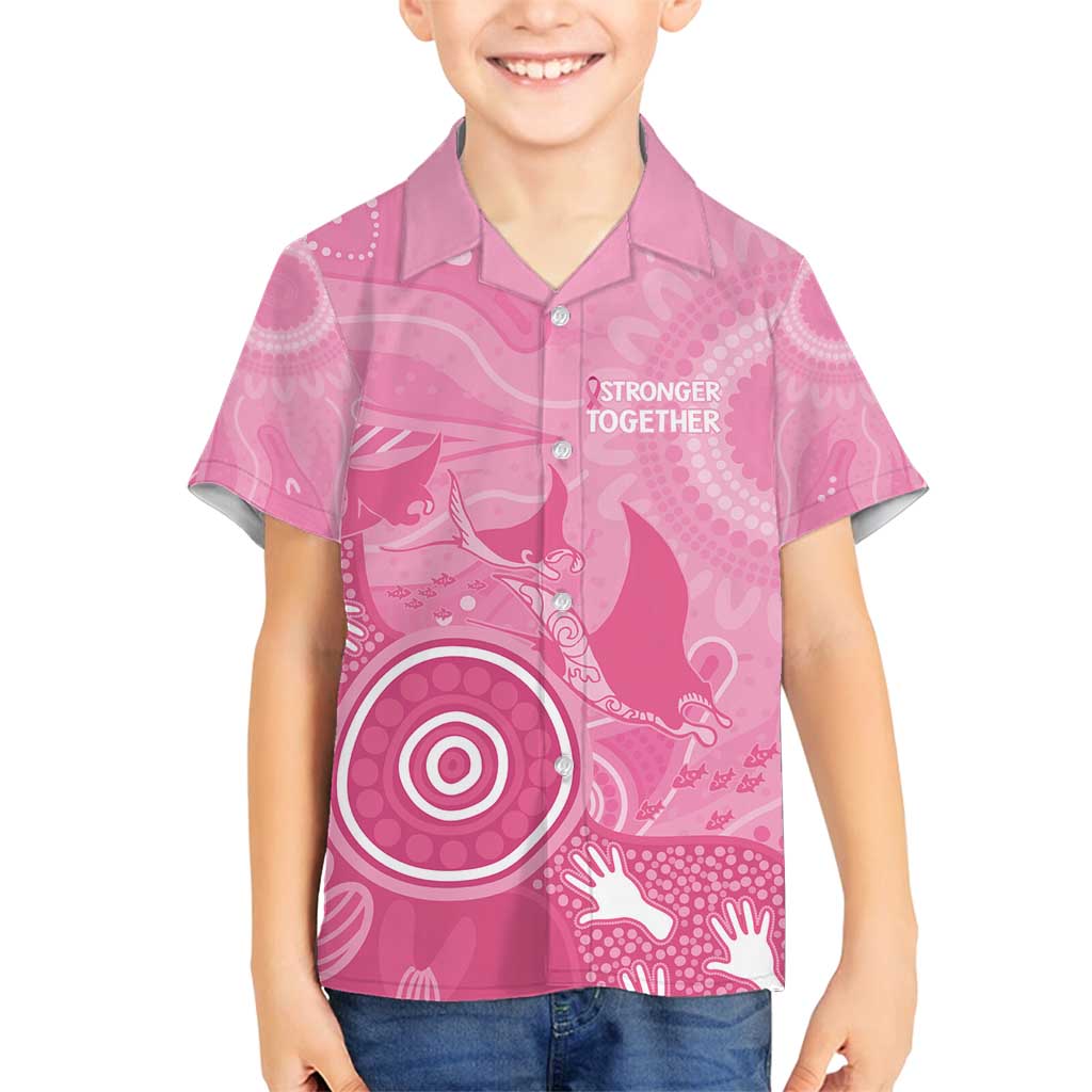 Australia Breast Cancer Awareness Family Matching Summer Maxi Dress and Hawaiian Shirt Pink Ribbon Manta Ray Aboriginal Art - Aussie Hoodie