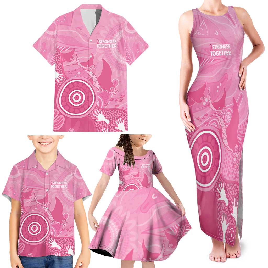 Australia Breast Cancer Awareness Family Matching Tank Maxi Dress and Hawaiian Shirt Pink Ribbon Manta Ray Aboriginal Art - Aussie Hoodie