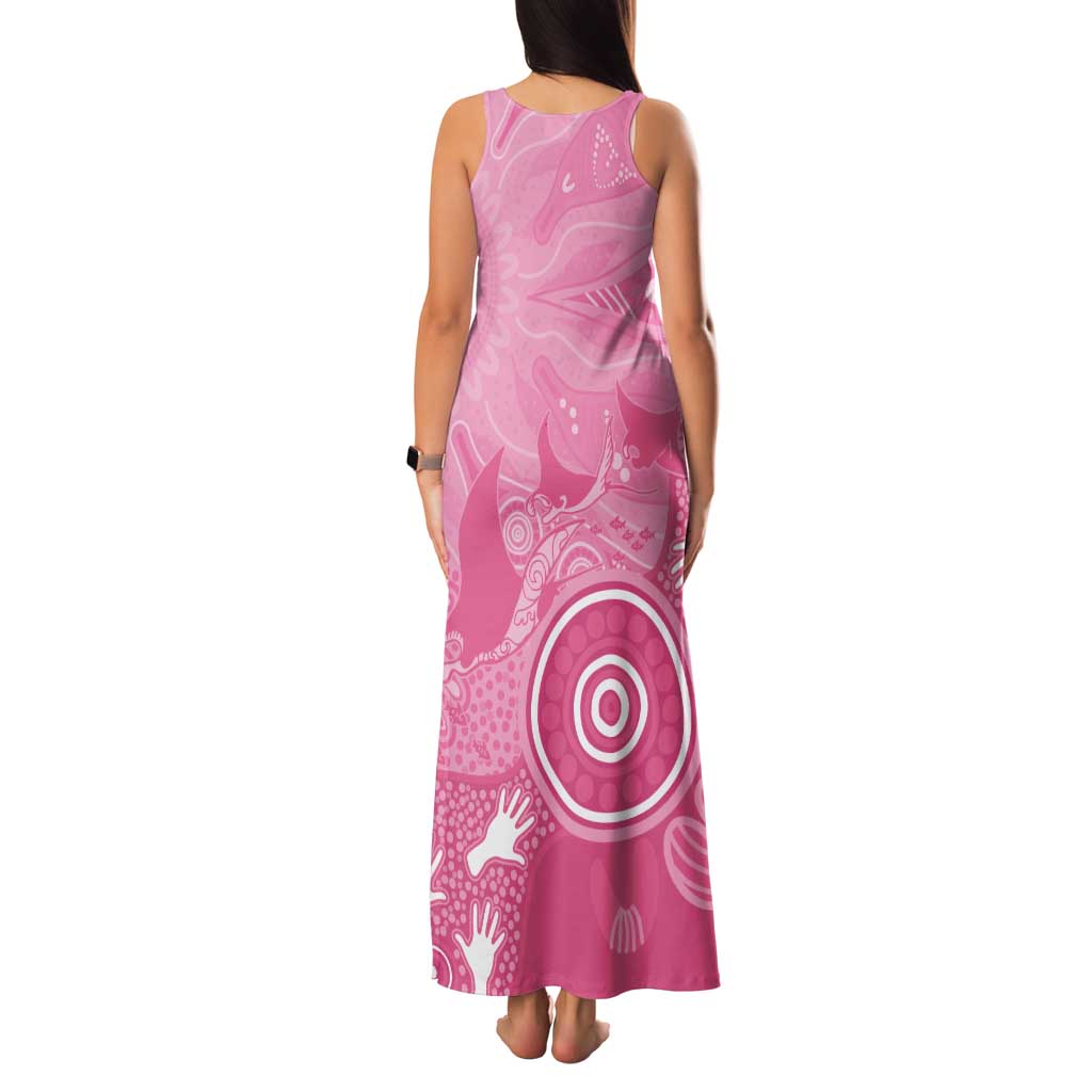 Australia Breast Cancer Awareness Family Matching Tank Maxi Dress and Hawaiian Shirt Pink Ribbon Manta Ray Aboriginal Art - Aussie Hoodie