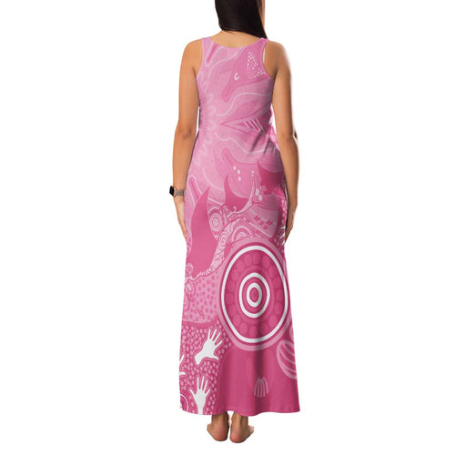 Australia Breast Cancer Awareness Family Matching Tank Maxi Dress and Hawaiian Shirt Pink Ribbon Manta Ray Aboriginal Art - Aussie Hoodie