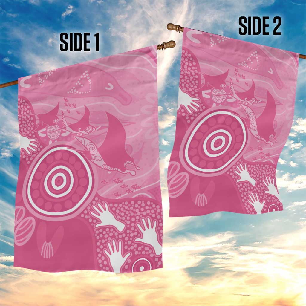 Australia Breast Cancer Awareness Garden Flag Pink Ribbon Manta Ray Aboriginal Art - Aussie Hoodie