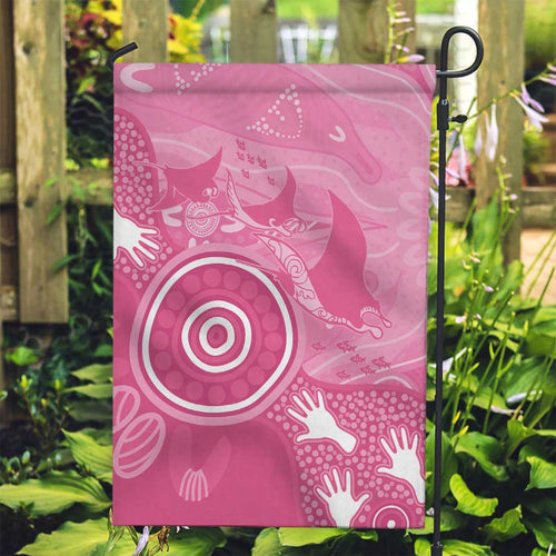 Australia Breast Cancer Awareness Garden Flag Pink Ribbon Manta Ray Aboriginal Art - Aussie Hoodie