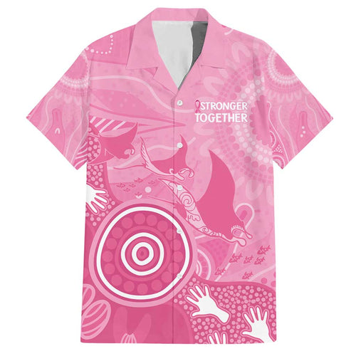 Australia Breast Cancer Awareness Hawaiian Shirt Pink Ribbon Manta Ray Aboriginal Art - Aussie Hoodie