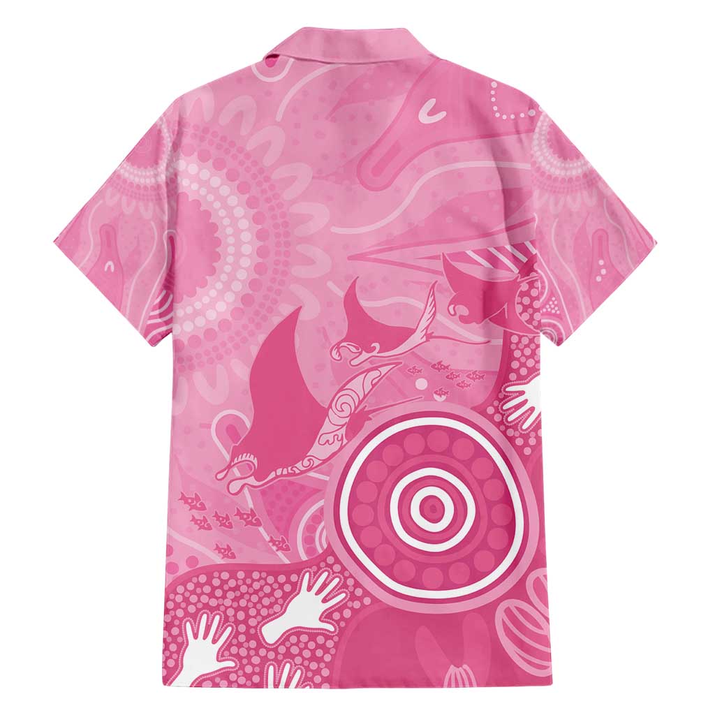 Australia Breast Cancer Awareness Hawaiian Shirt Pink Ribbon Manta Ray Aboriginal Art - Aussie Hoodie