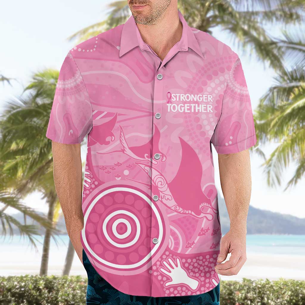 Australia Breast Cancer Awareness Hawaiian Shirt Pink Ribbon Manta Ray Aboriginal Art - Aussie Hoodie