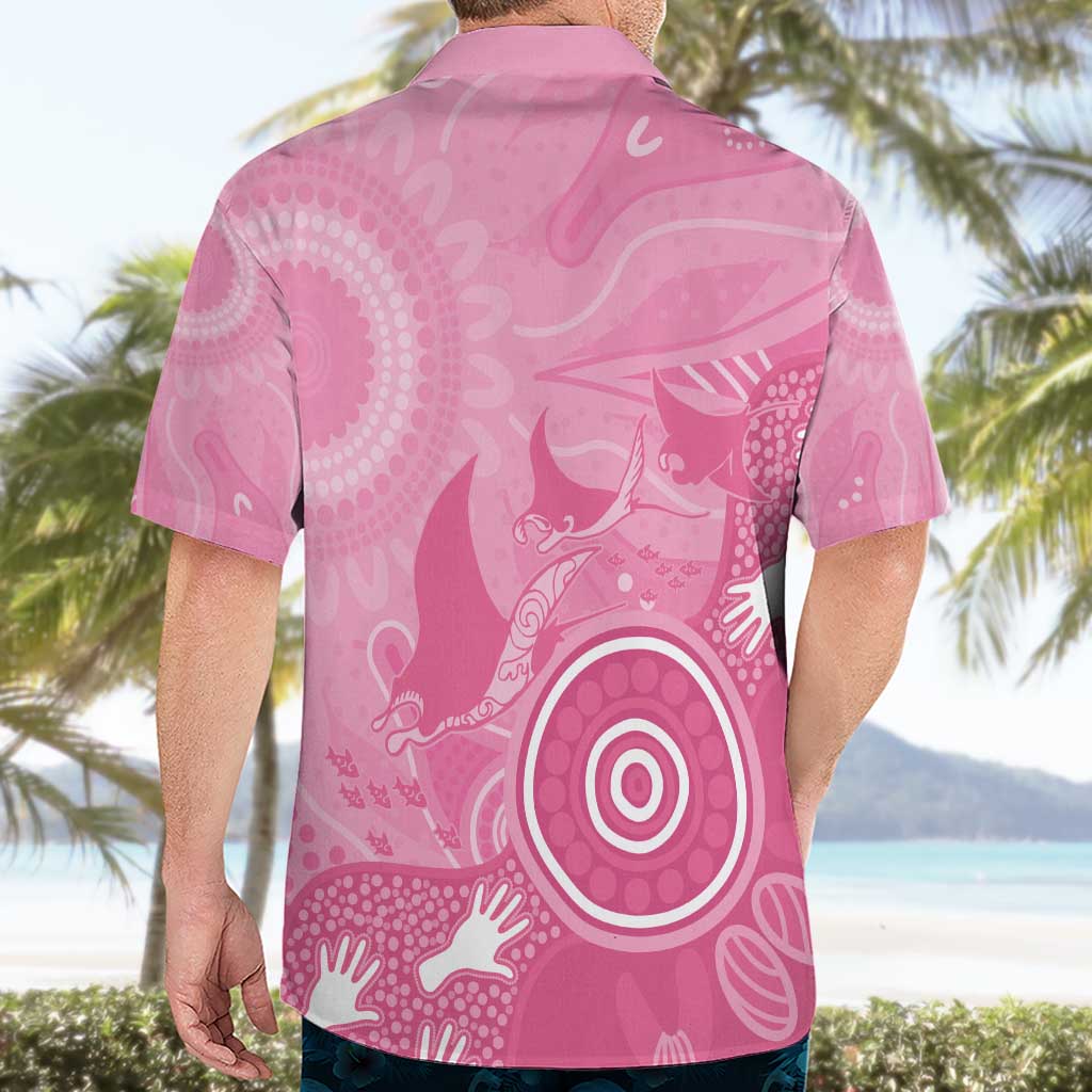 Australia Breast Cancer Awareness Hawaiian Shirt Pink Ribbon Manta Ray Aboriginal Art - Aussie Hoodie
