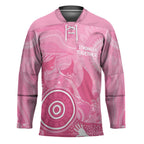 Australia Breast Cancer Awareness Hockey Jersey Pink Ribbon Manta Ray Aboriginal Art - Aussie Hoodie
