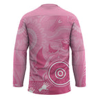 Australia Breast Cancer Awareness Hockey Jersey Pink Ribbon Manta Ray Aboriginal Art - Aussie Hoodie