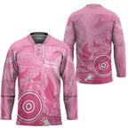 Australia Breast Cancer Awareness Hockey Jersey Pink Ribbon Manta Ray Aboriginal Art - Aussie Hoodie